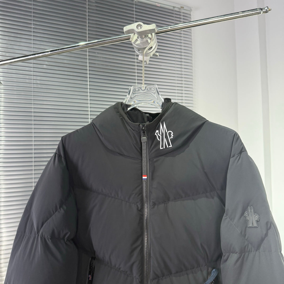 Moncler Black Hooded Puffer Jacket with Extended Cuffs