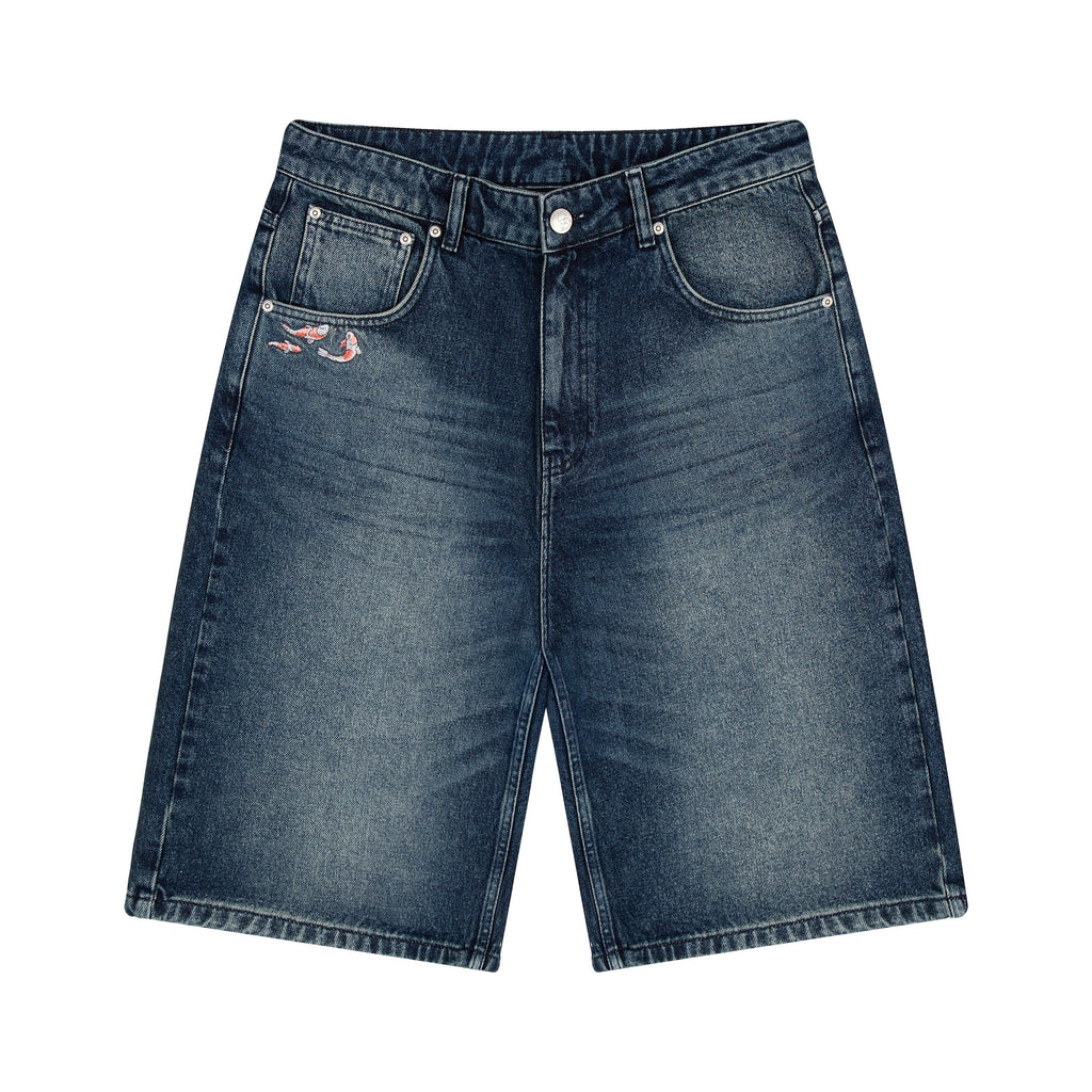 "koi fish v2" Jorts washed indigo