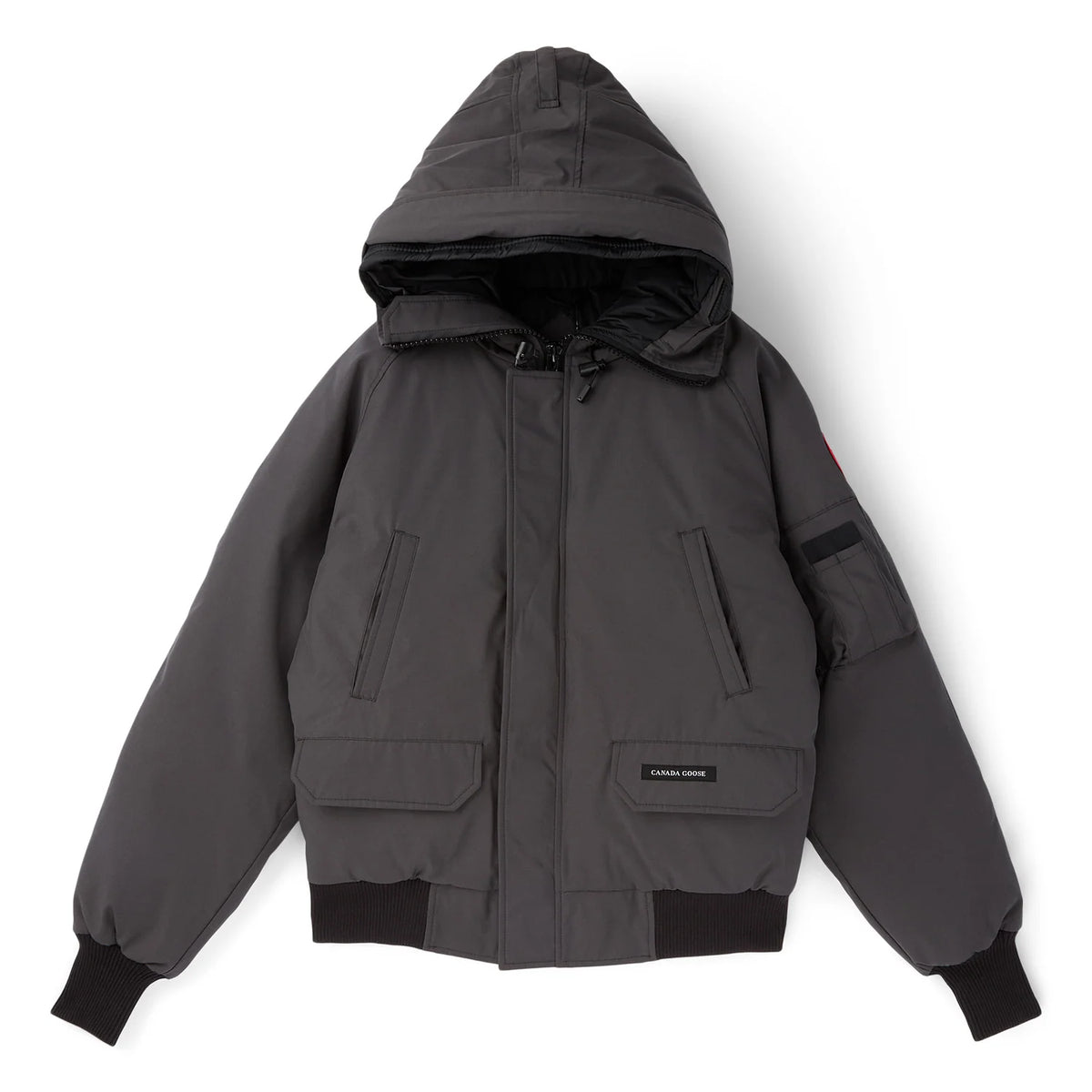 Canada Goose Charcoal Grey Hooded Bomber Jacket with Utility Pockets