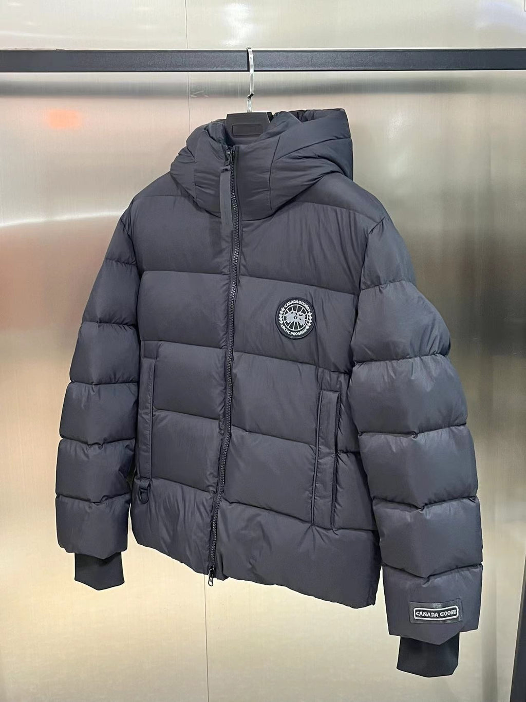 Canada Goose Charcoal Hooded Quilted Puffer Jacket