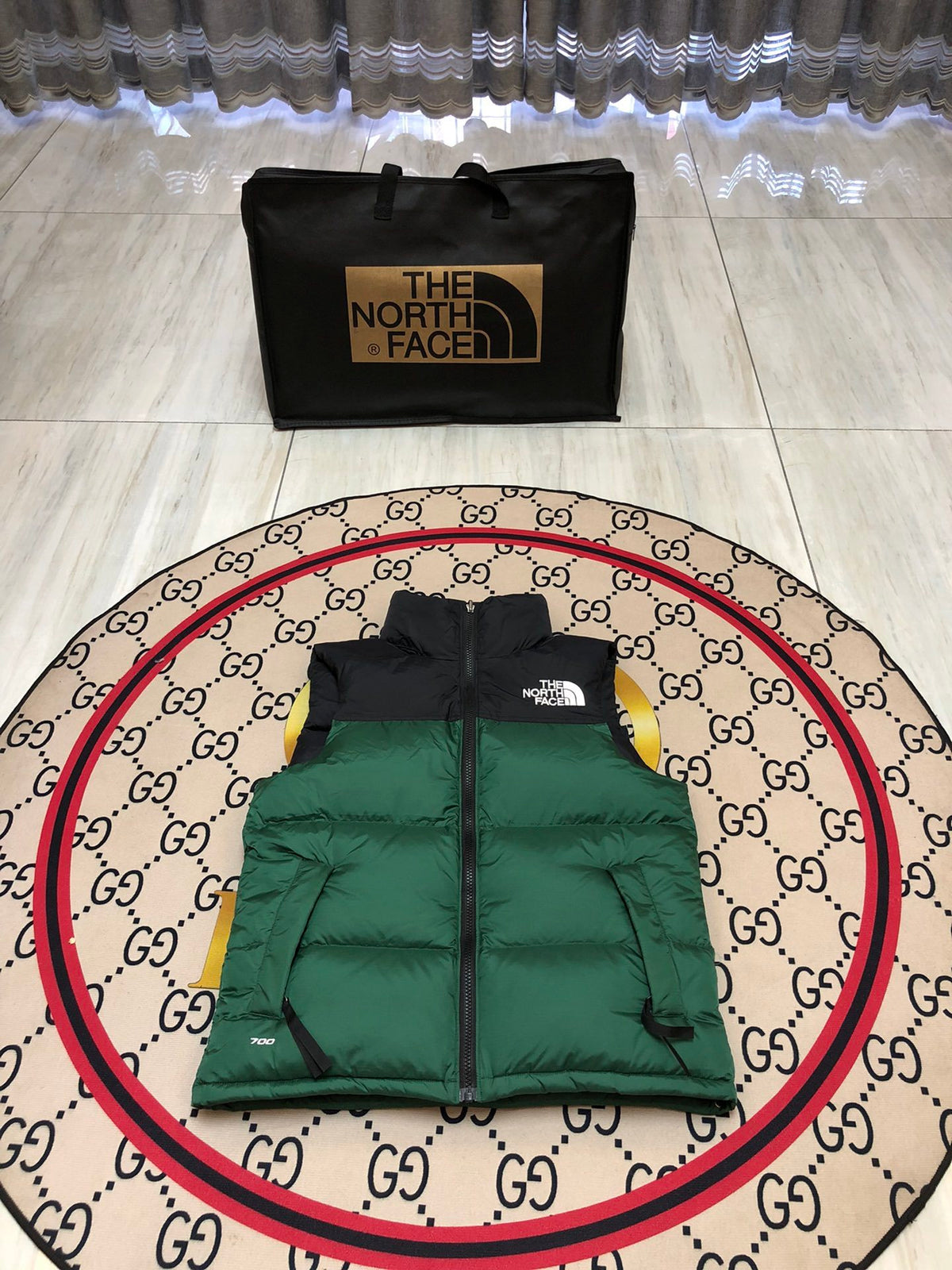 The North Face Forest Green & Black Colorblock Puffer Vest