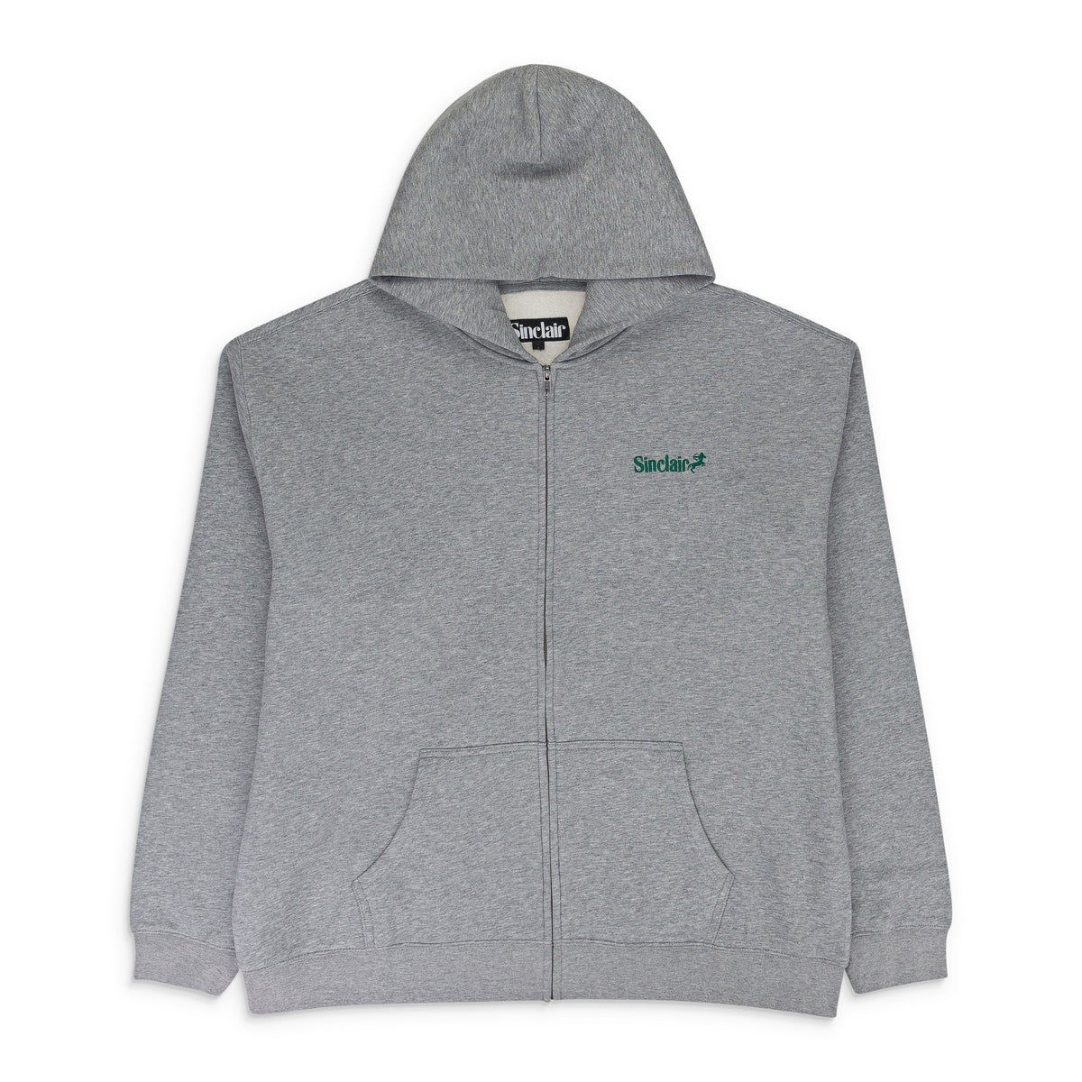 HEATHER GREY ZIP UP ESSENTIAL HOODIE