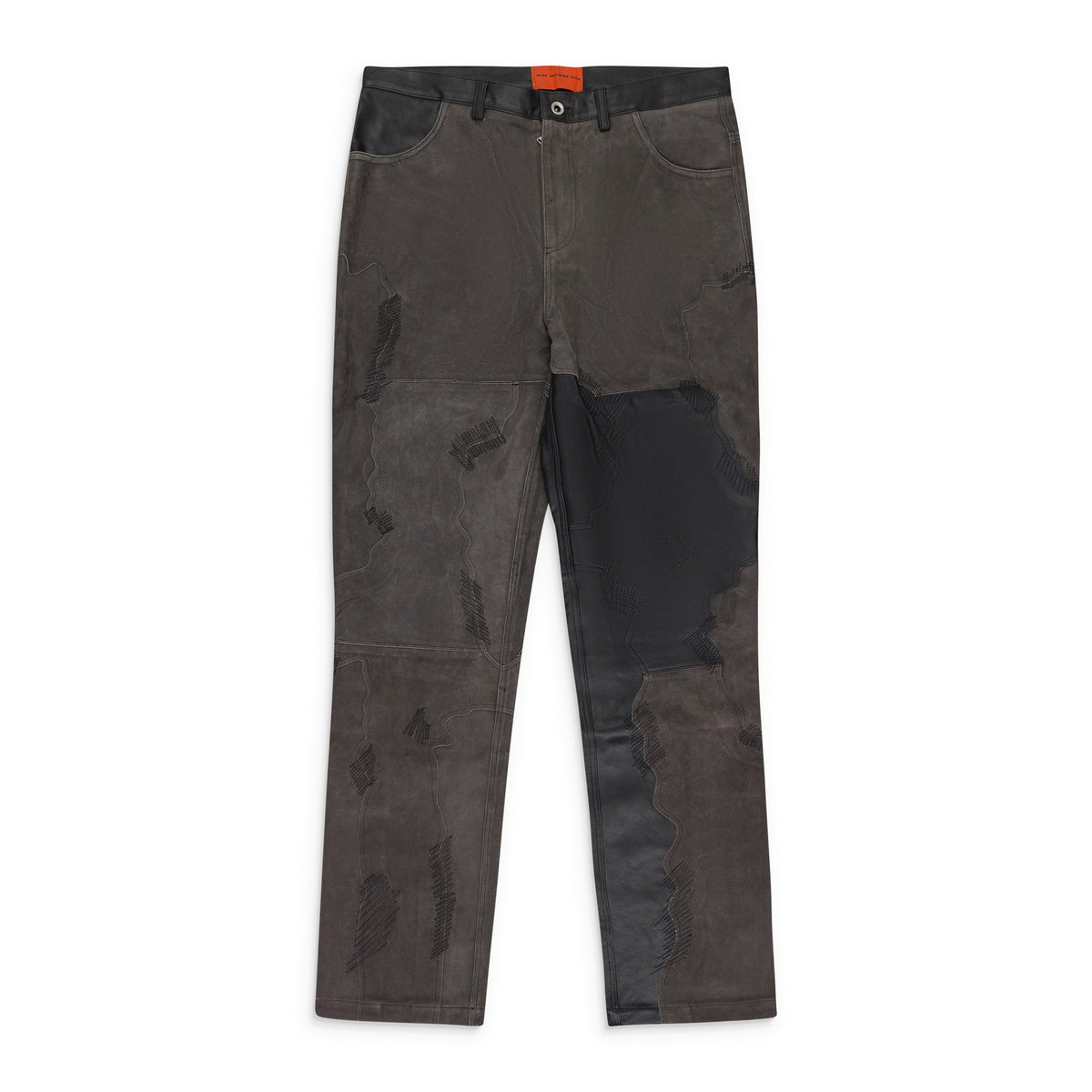 BLACK/BROWN BARK LEATHER PANTS