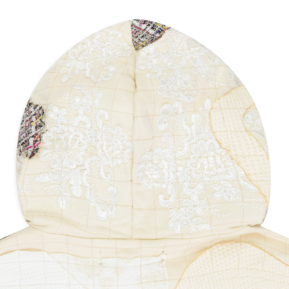 CREAM TWEED PATCHWORK HOODIE