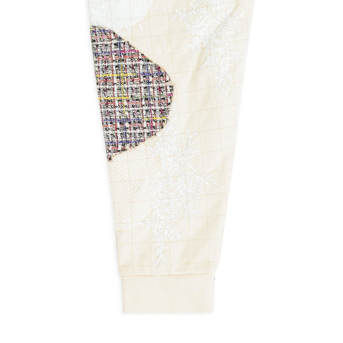 CREAM TWEED PATCHWORK HOODIE