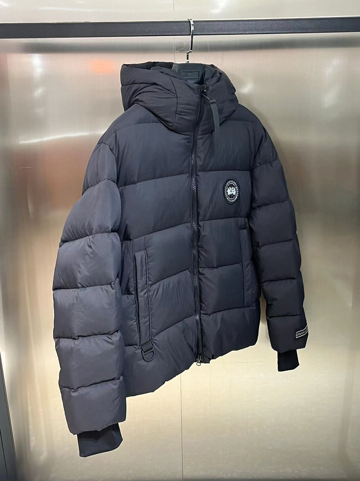 Canada Goose Charcoal Hooded Quilted Puffer Jacket