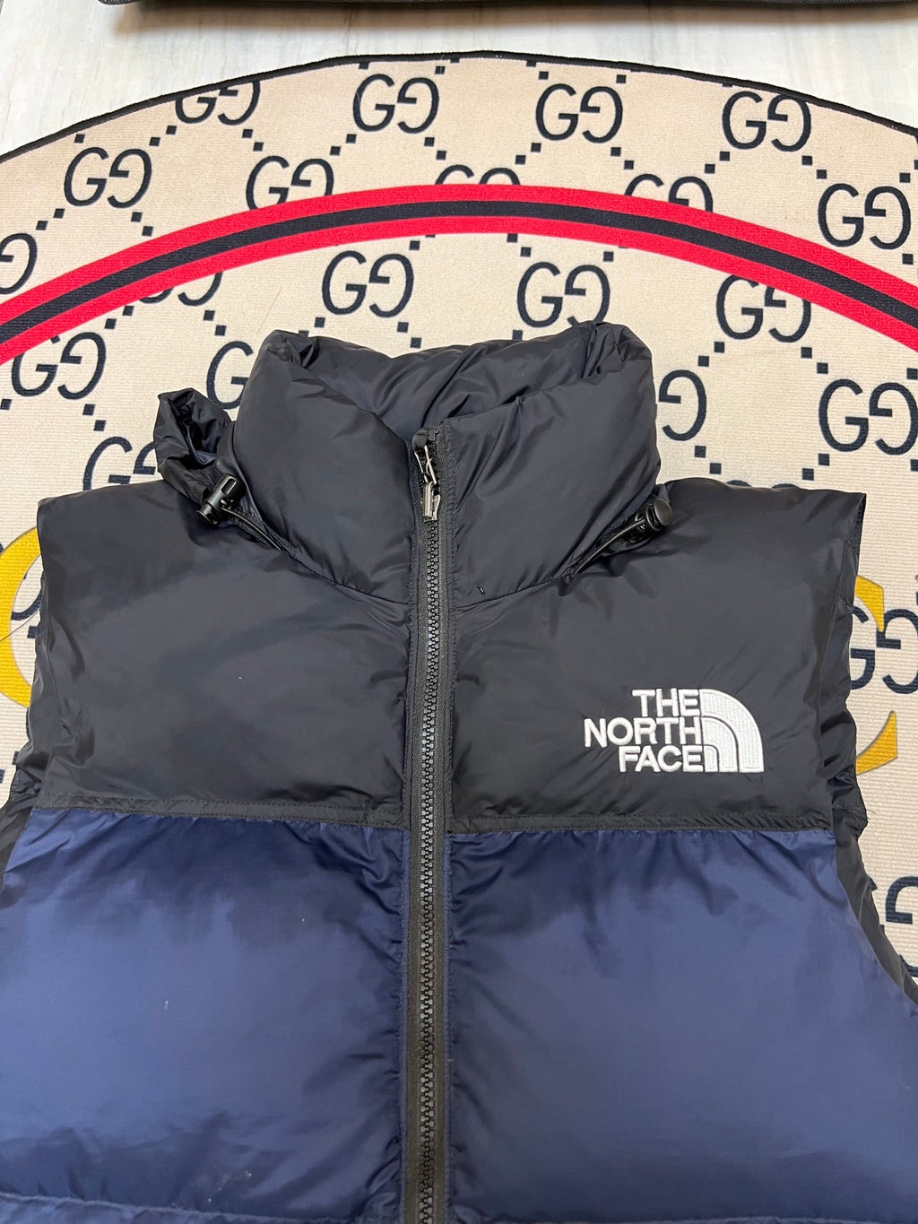 The North Face Navy Blue & Black Colorblock Puffer Vest