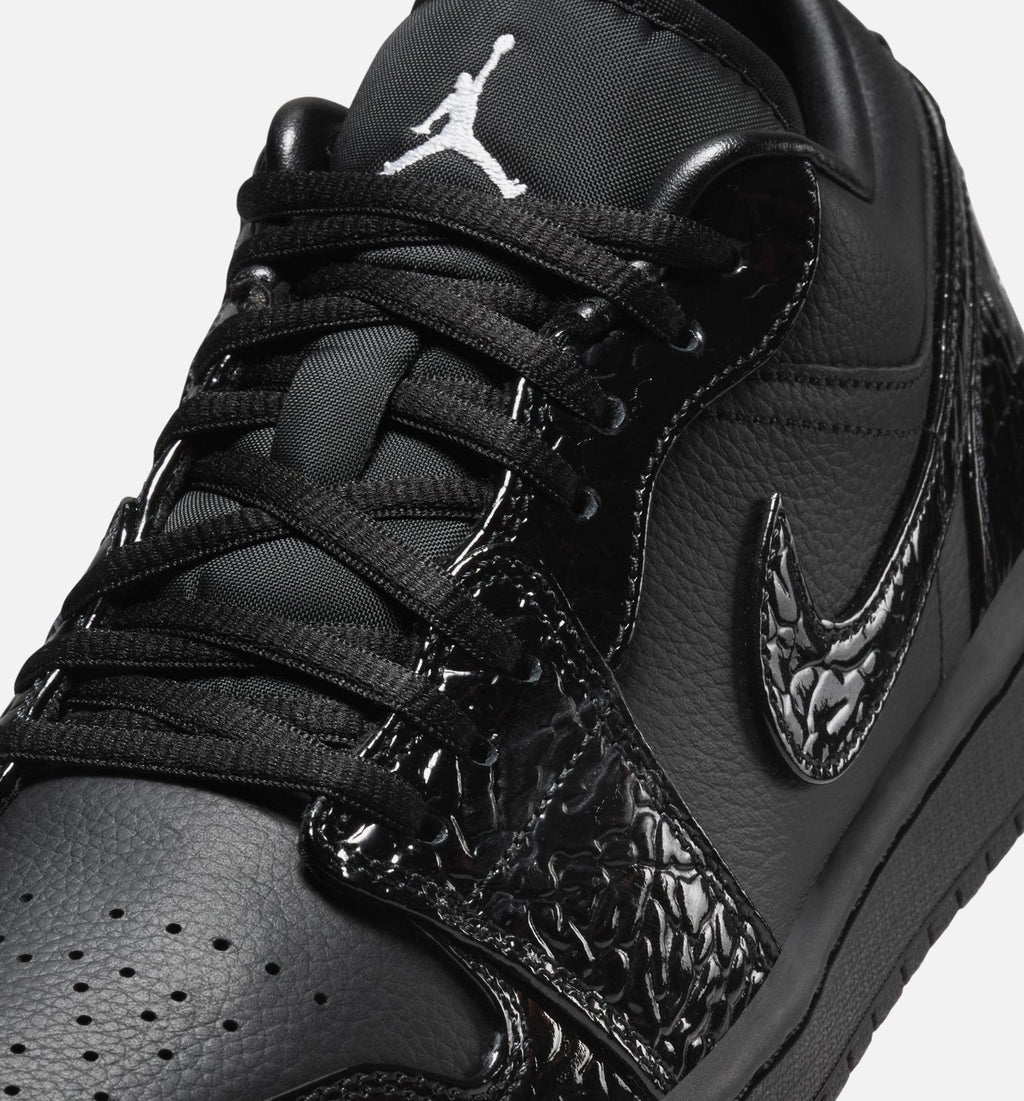 Air Jordan 1 Low Patent Elephant Women's Lifestyle Shoes – Black/White/Metallic Silver