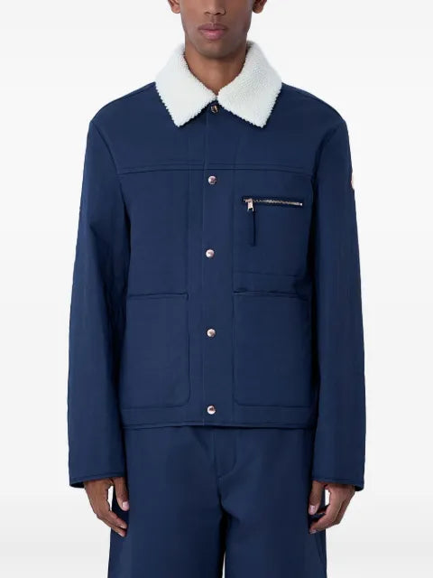 Moncler logo-patch shearling-collar jacket