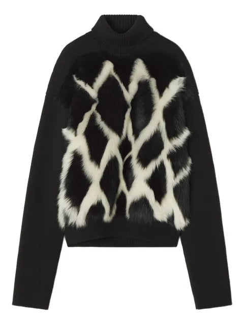 Lanvin high-neck fur-panel sweater