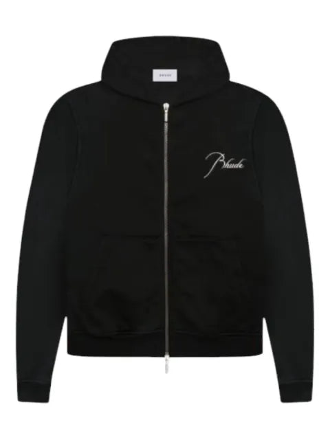 RHUDE logo-embroidered zip-up hoodie