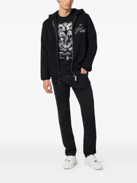Philipp Plein logo-embroidered zip hoodie