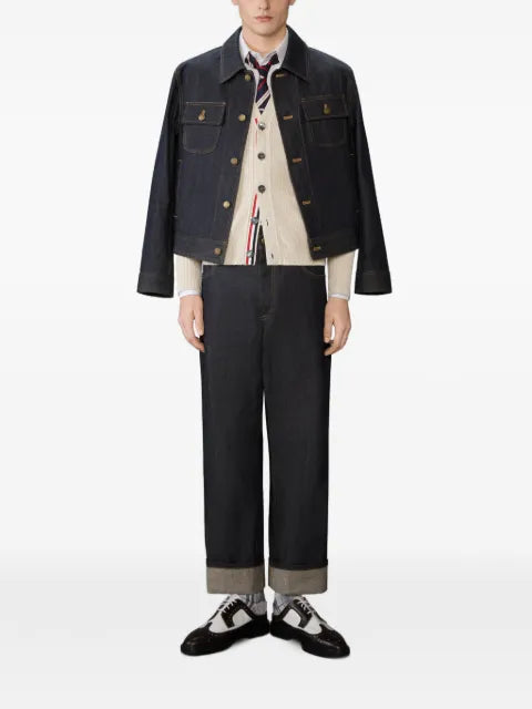 Thom Browne garment dyed 4-Bar cardigan