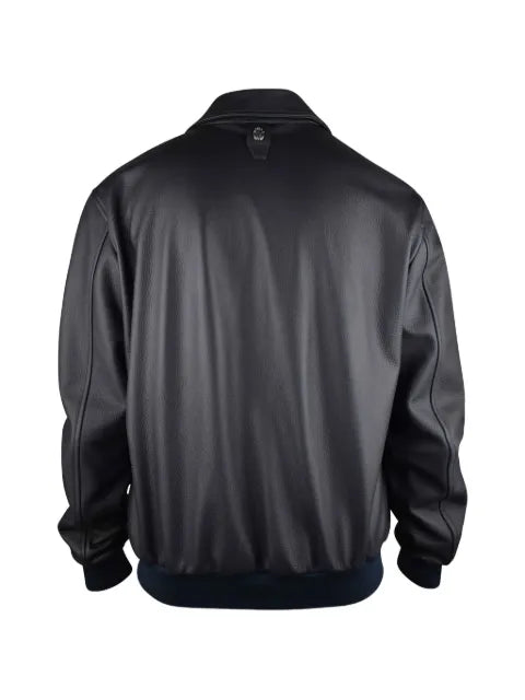 Billionaire logo-plaque leather jacket