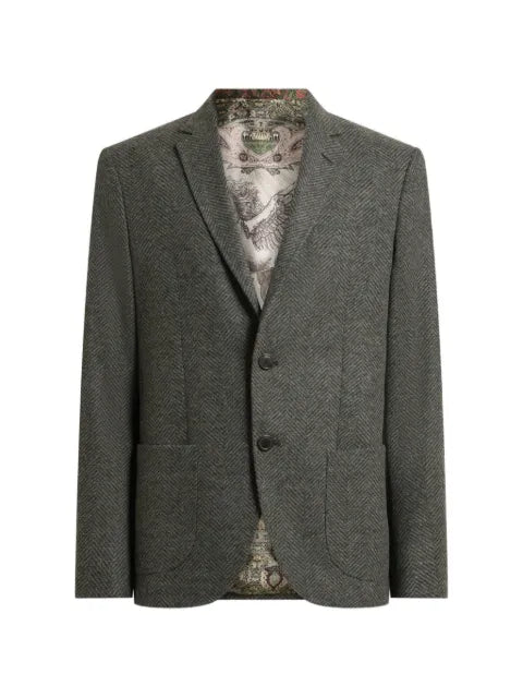 ETRO single-breasted knit jacket with chevron motif