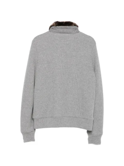 Moorer faux-fur collar panelled bomber jacket