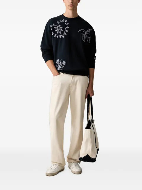 Scotch & Soda x Royal Delft embroidered crew-neck sweater