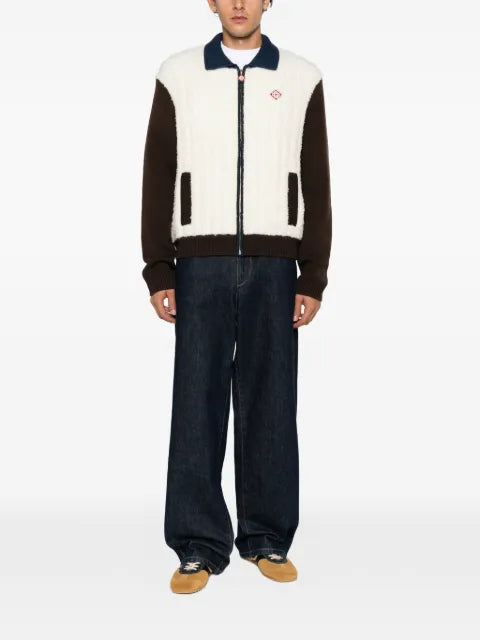 Casablanca logo-patch zip-up sweater