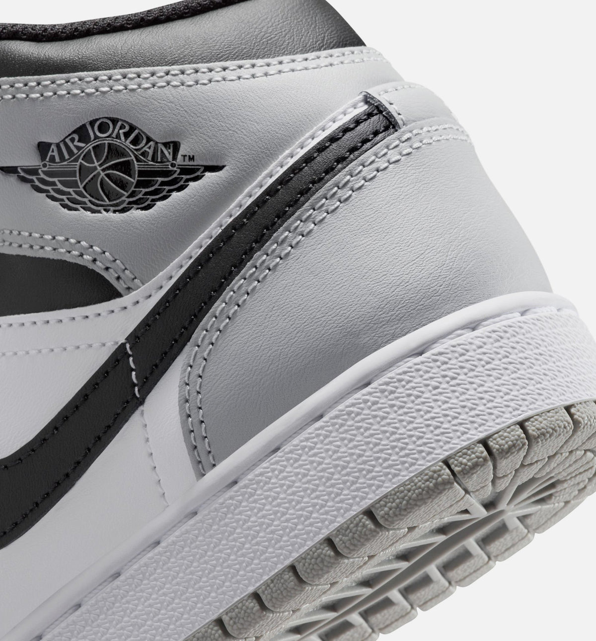 Air Jordan 1 Mid GS Sneakers | White/Light Smoke Grey/Black