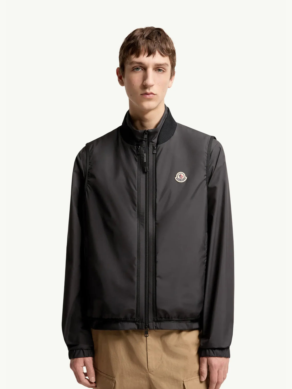 Moncler Charcoal Grey Zip-Up Jacket with Stand Collar