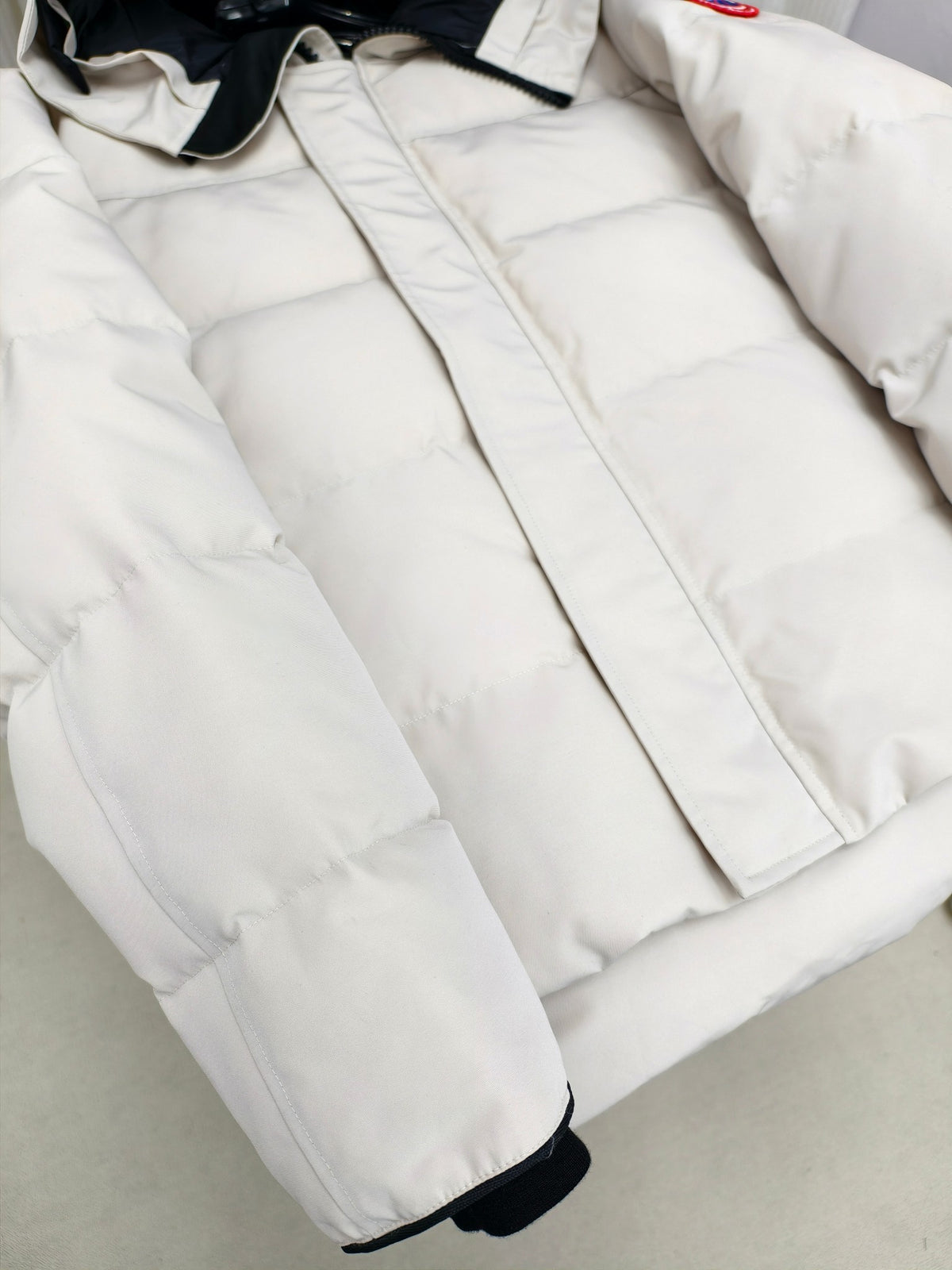 Canada Goose White Fur-Look Trim Hooded Puffer Jacket