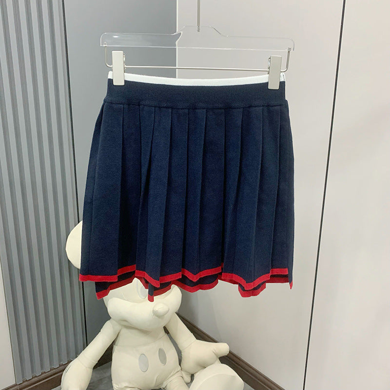 Thom Browne Women's Contrast Hem Wool Short Skirt