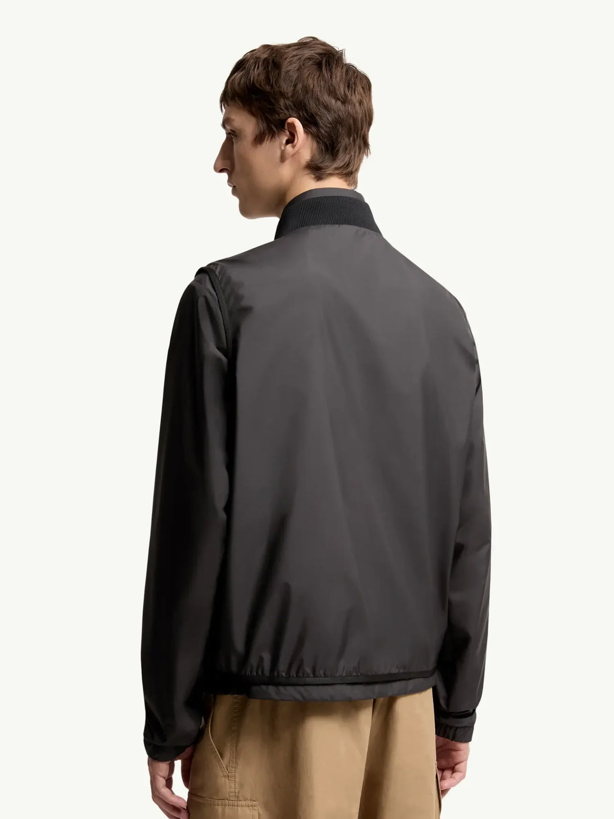 Moncler Charcoal Grey Zip-Up Jacket with Stand Collar