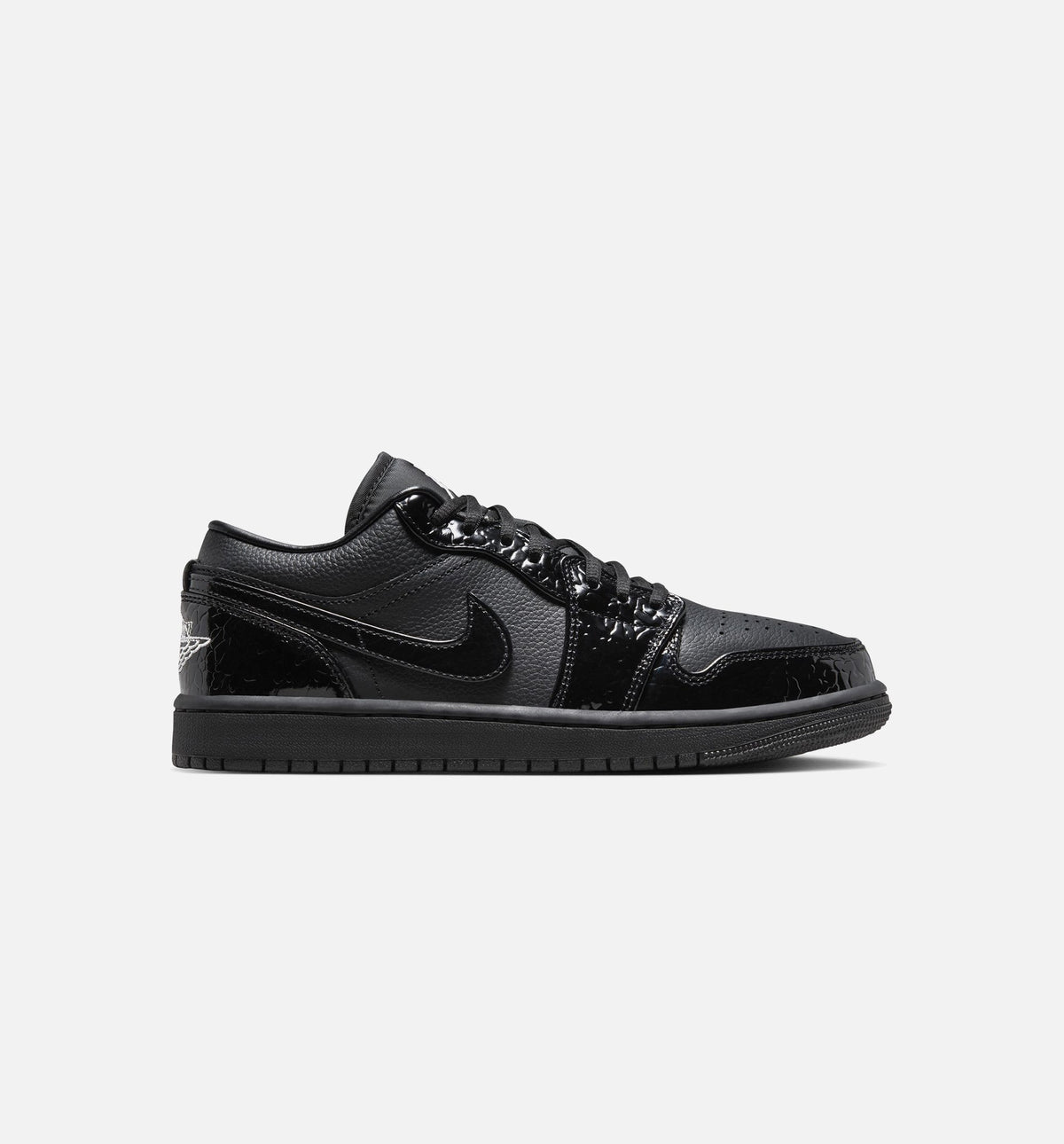 Air Jordan 1 Low Patent Elephant Women's Lifestyle Shoes – Black/White/Metallic Silver