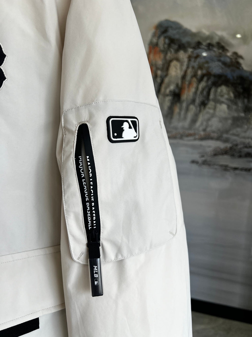 MLB Boston Red Sox Ivory Hooded Bomber Jacket with Plush Trim