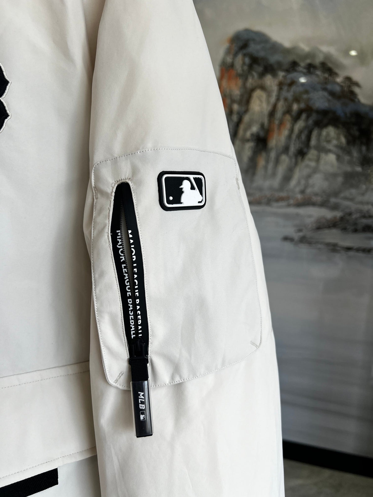 MLB Boston Red Sox Ivory Hooded Bomber Jacket with Plush Trim