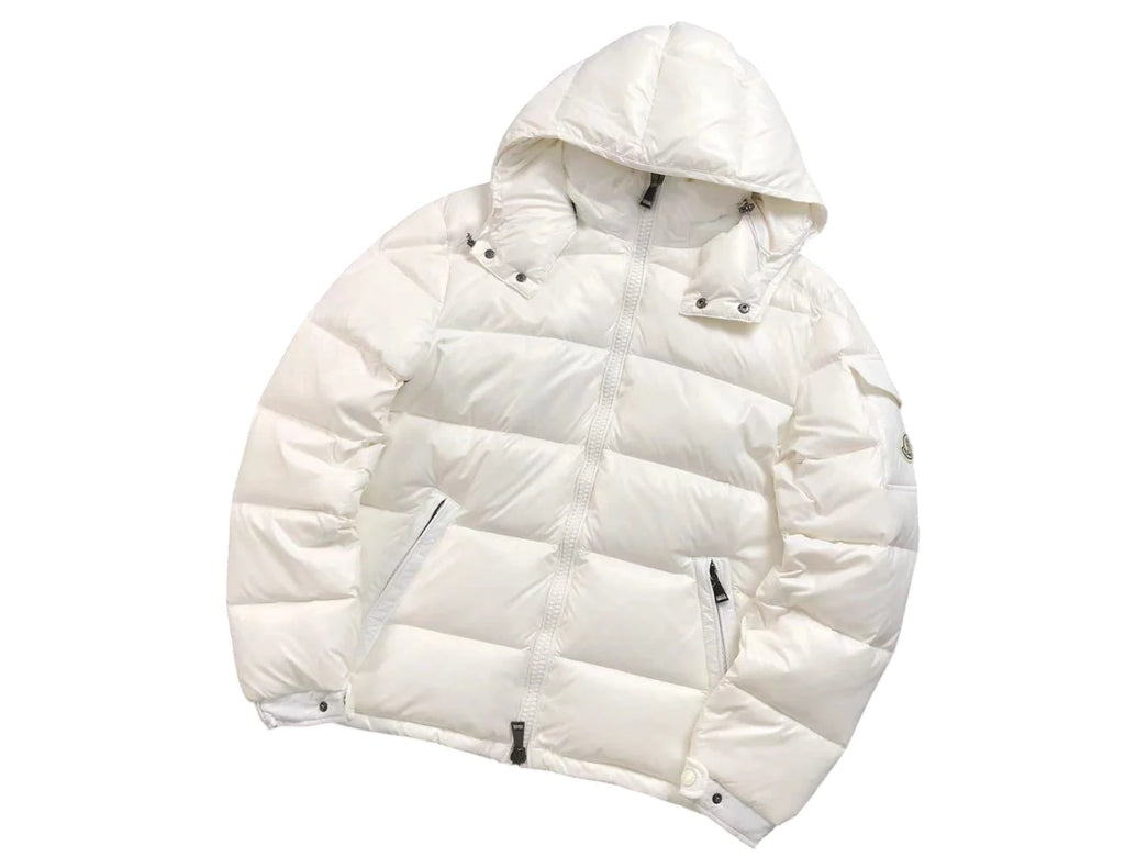 Moncler White Quilted Hooded Puffer Jacket