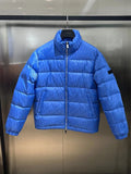 Dior Blue Monogram Puffer Jacket with Stand Collar