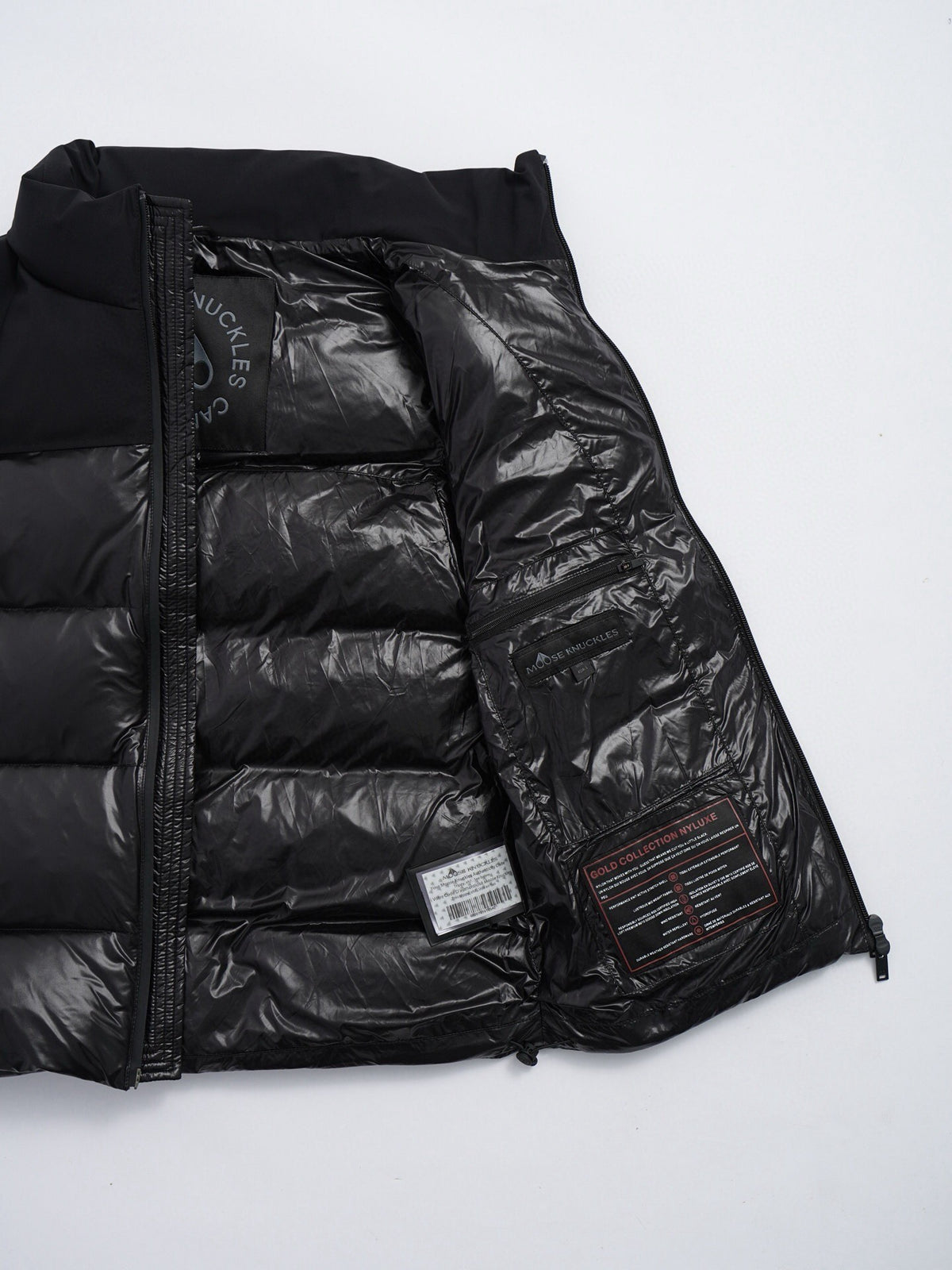 Moose Knuckles Black Stand-Collar Puffer Vest with Chest Logo