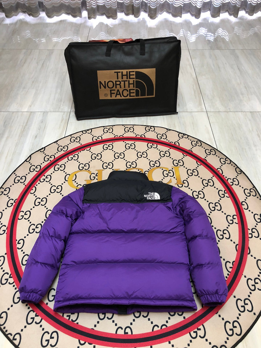 The North Face Purple & Black Colorblock Puffer Jacket