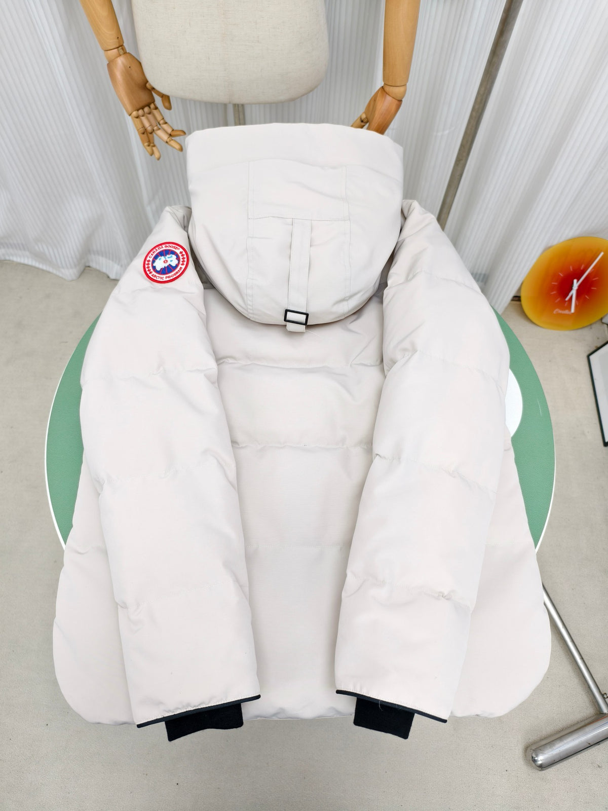 Canada Goose White Fur-Look Trim Hooded Puffer Jacket