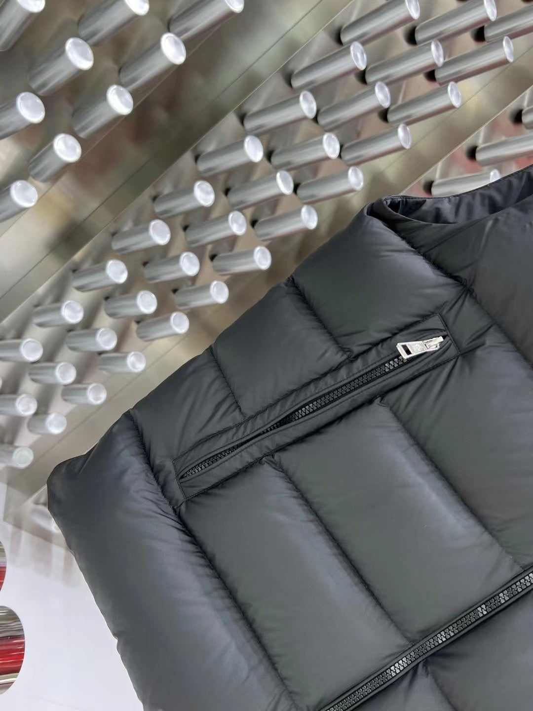 Moncler Charcoal Grey Logo-Trim Hooded Puffer Vest