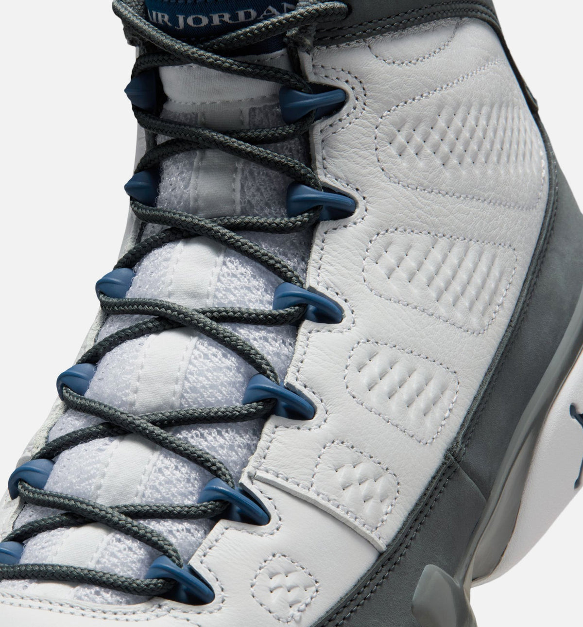 Air Jordan 9 Retro Flint Grey and French Blue Men's Lifestyle Shoe – White/French Blue/Flint Grey