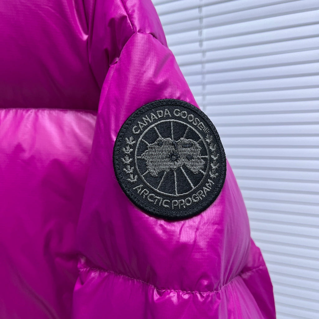 Canada Goose Fuchsia Glossy Puffer Jacket with Stand Collar