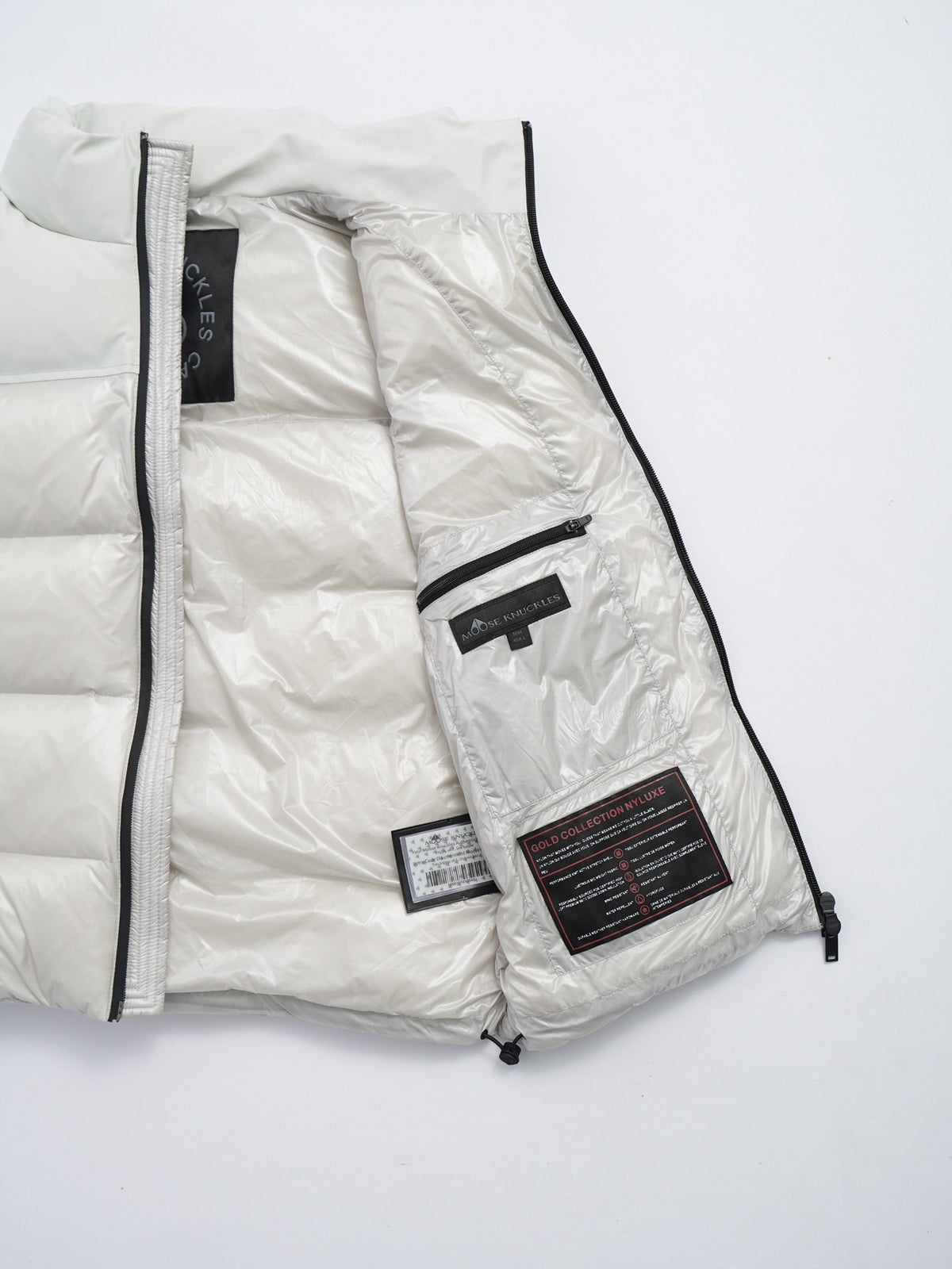 Moose Knuckles Black Stand-Collar Puffer Vest with Chest Logo