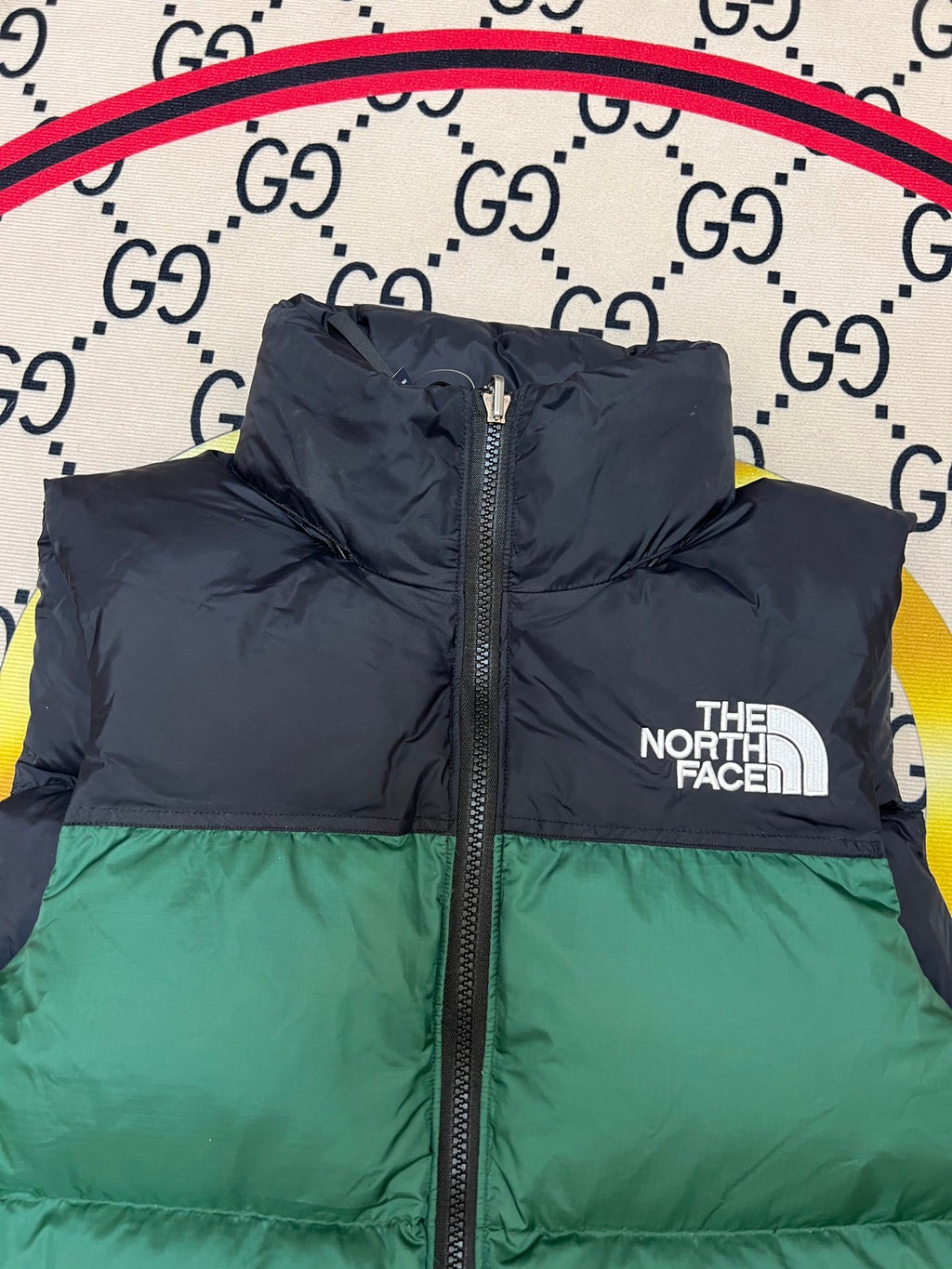 The North Face Forest Green & Black Colorblock Puffer Vest