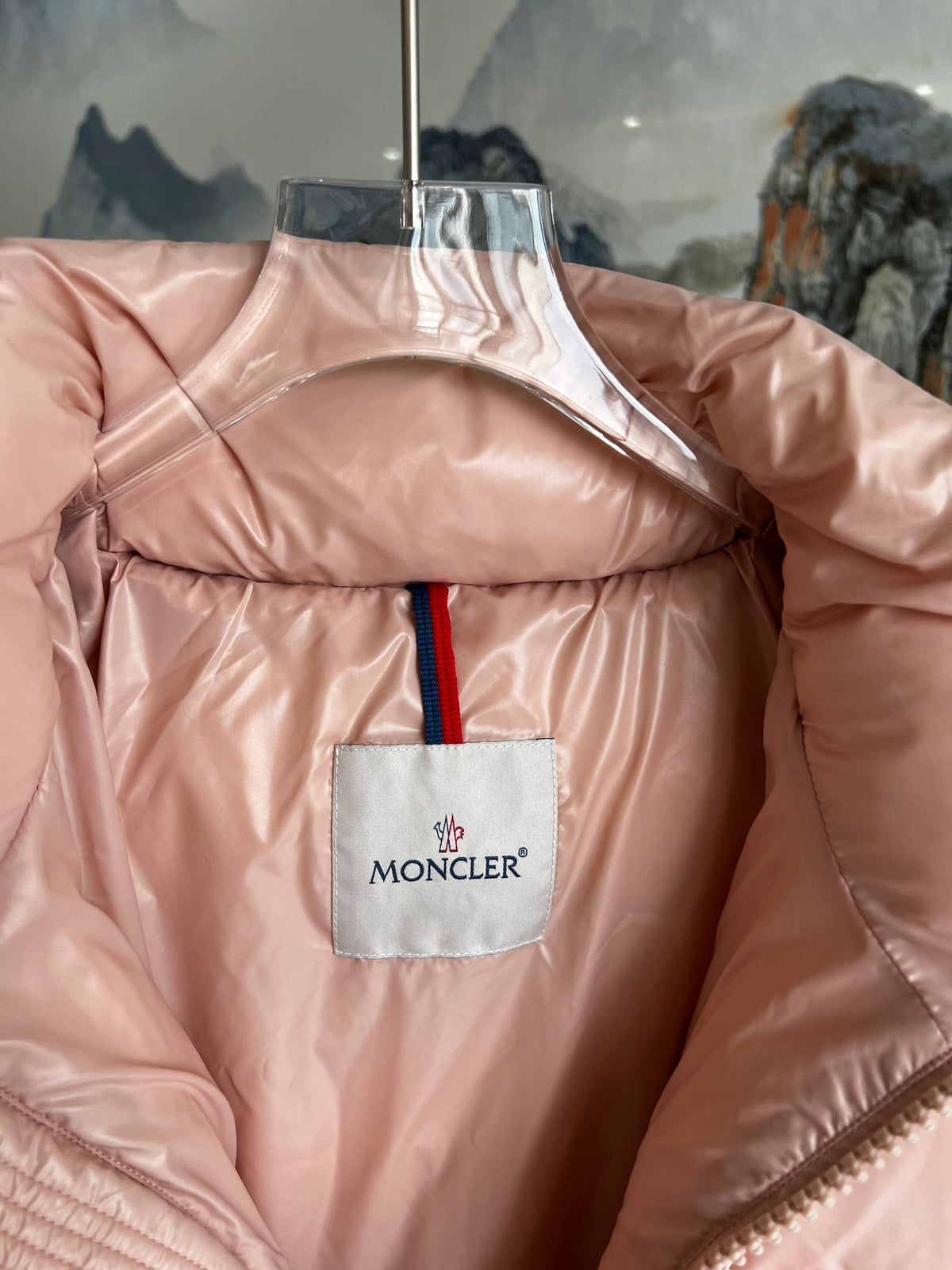 Moncler Blush Pink Glossy Hooded Puffer Jacket
