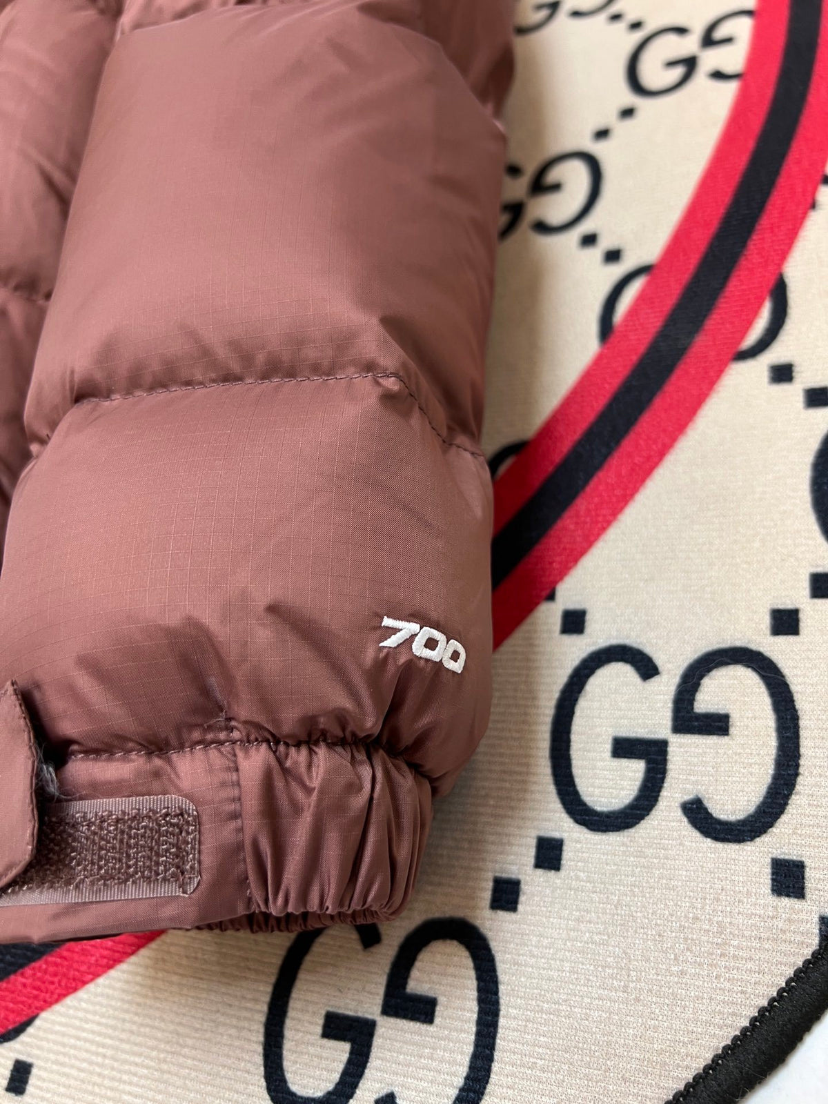 The North Face Rose Brown & Burgundy Colorblock Puffer Jacket