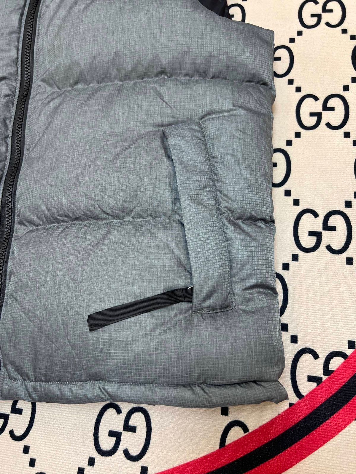 The North Face Grey & Black Colorblock Puffer Vest