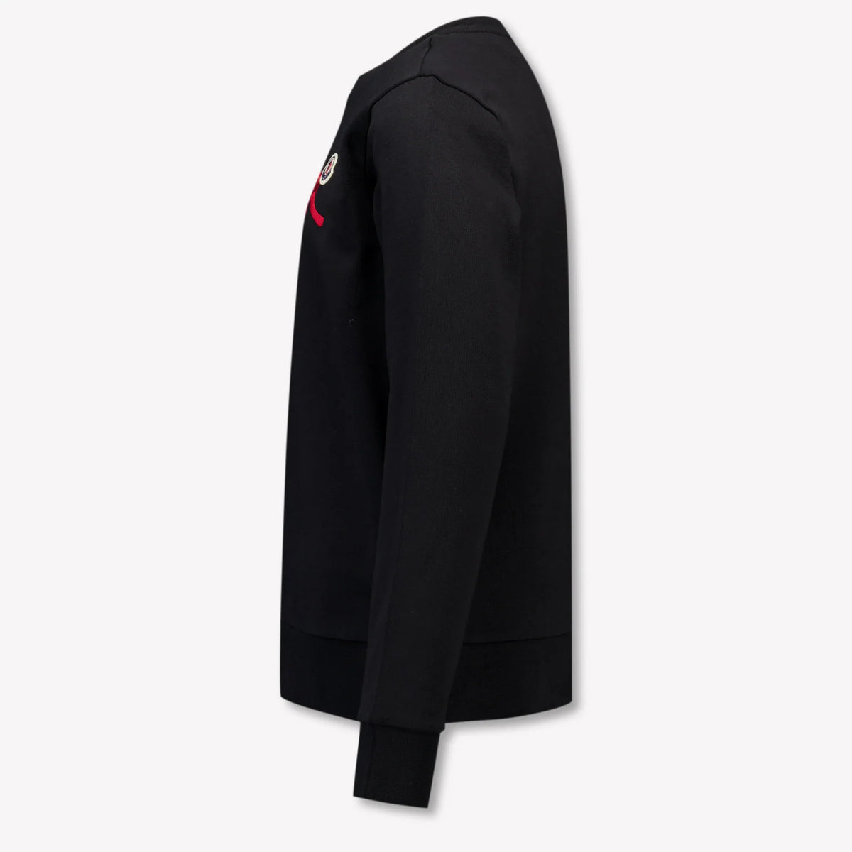 Moncler Black Crewneck Sweatshirt with Red Script Logo