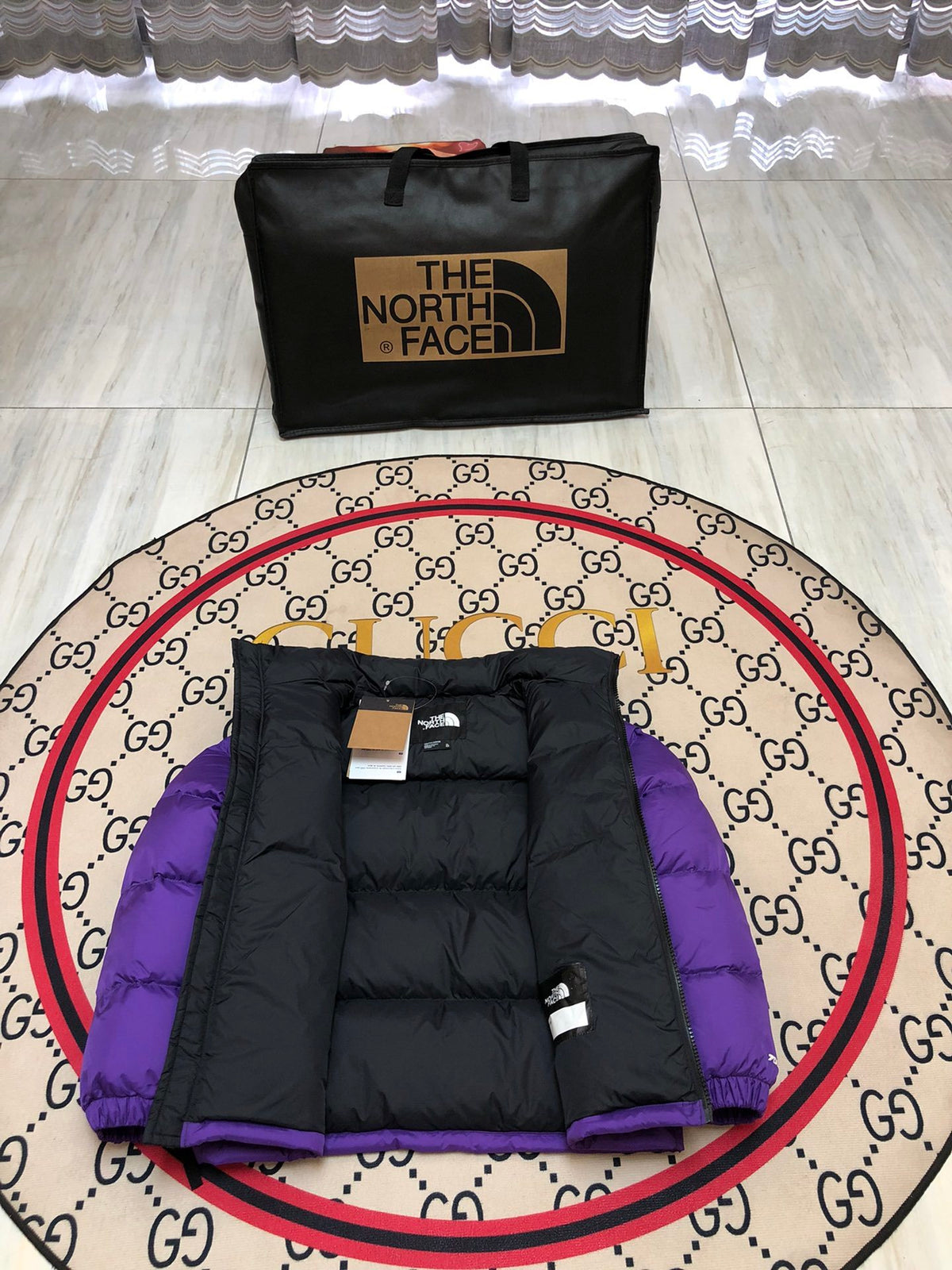The North Face Purple & Black Colorblock Puffer Jacket
