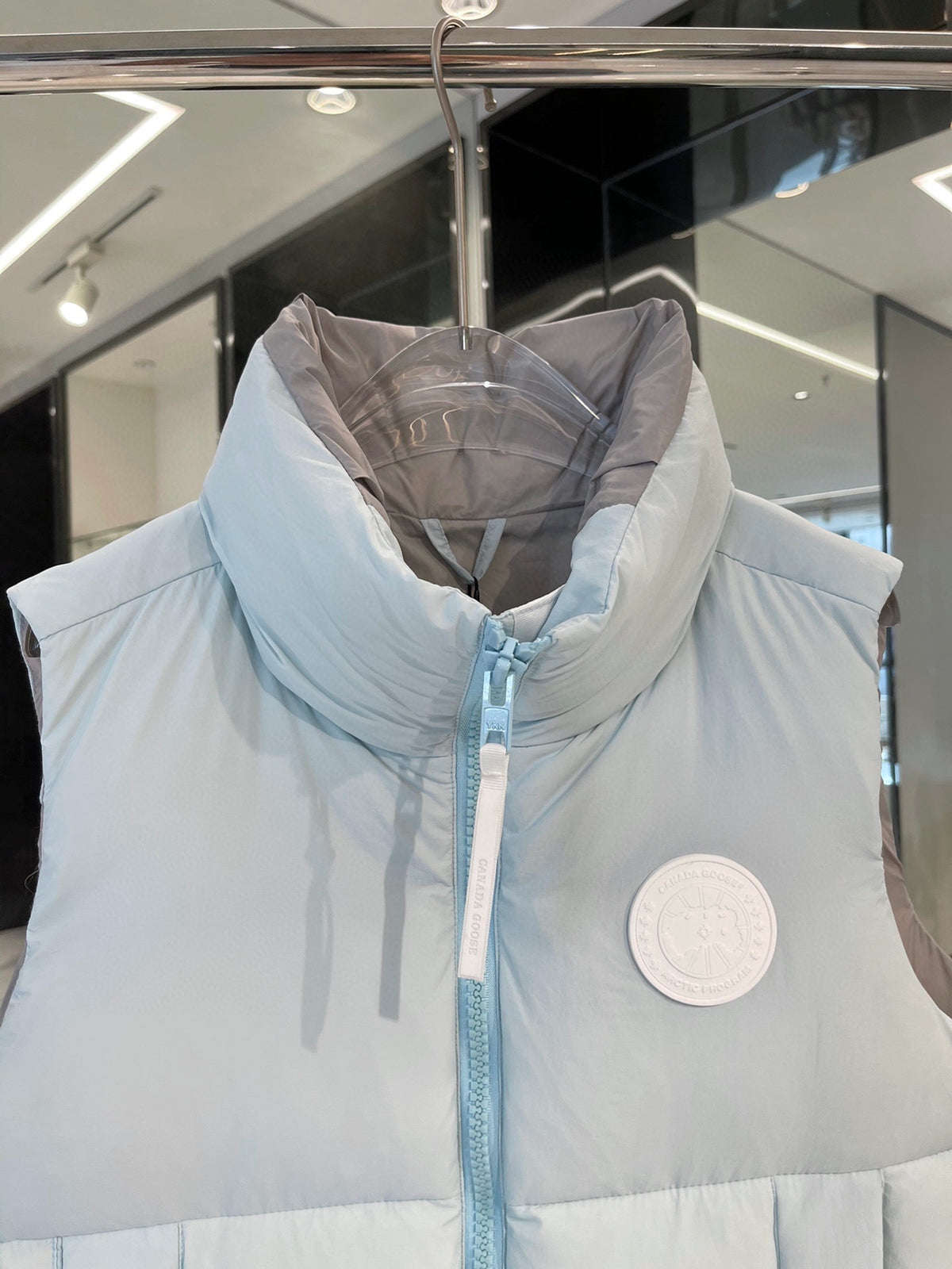 Canada Goose Ice Blue White-Logo Stand-Collar Puffer Vest