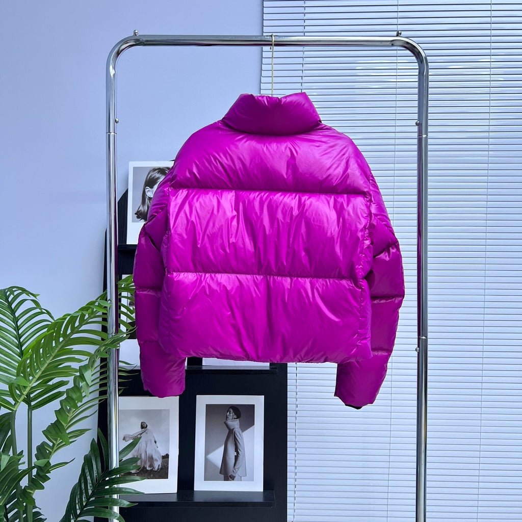 Canada Goose Fuchsia Glossy Puffer Jacket with Stand Collar