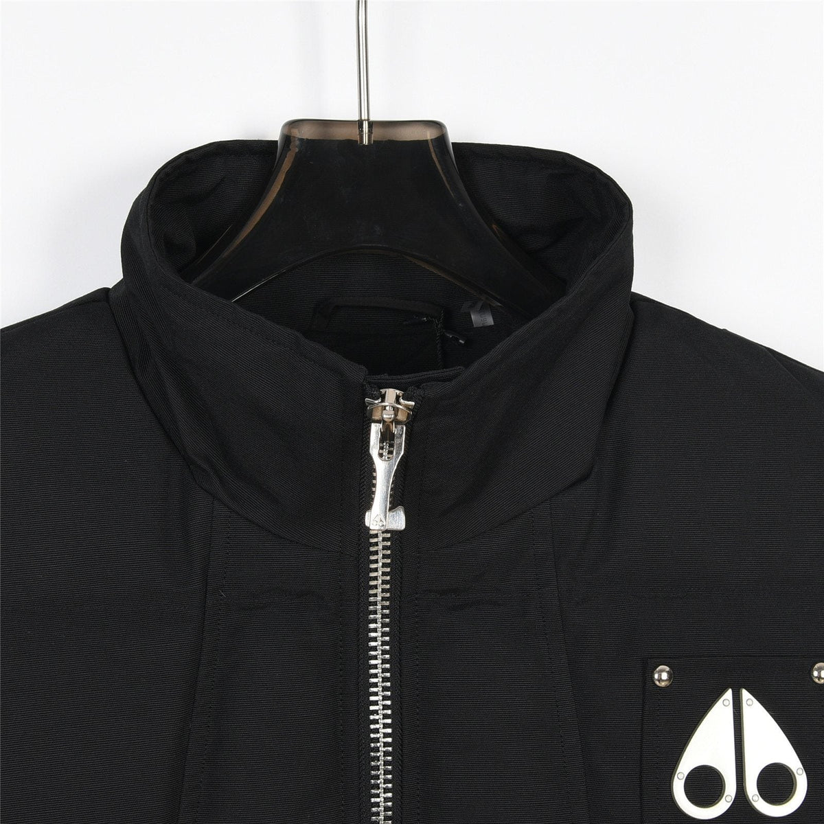 Moose Knuckles Black Silver-Logo Stand-Collar Puffer Vest
