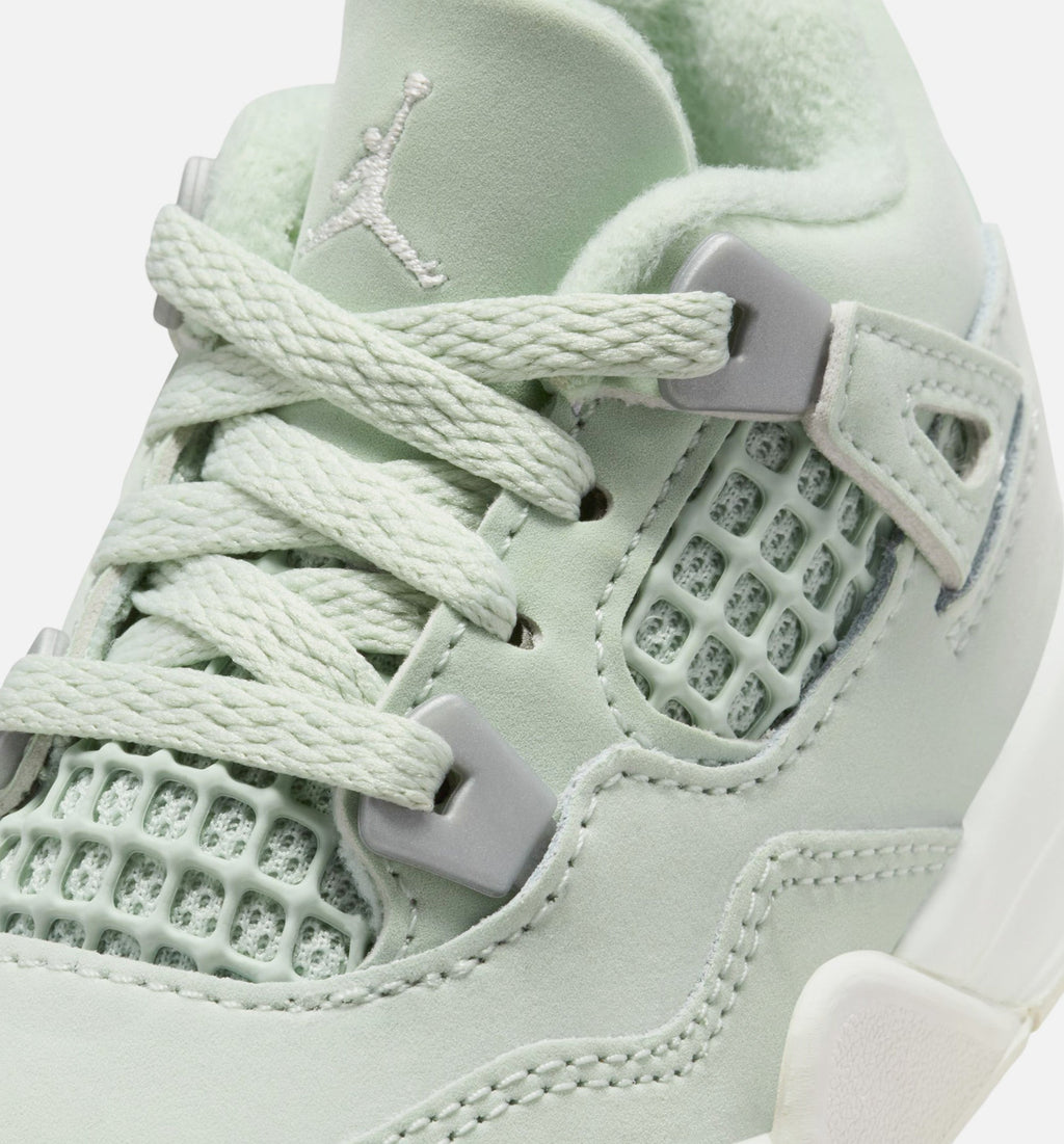 Air Jordan 4 Retro Abundance Infant/Toddler Lifestyle Shoes - Seafoam/Sail/Metallic Silver