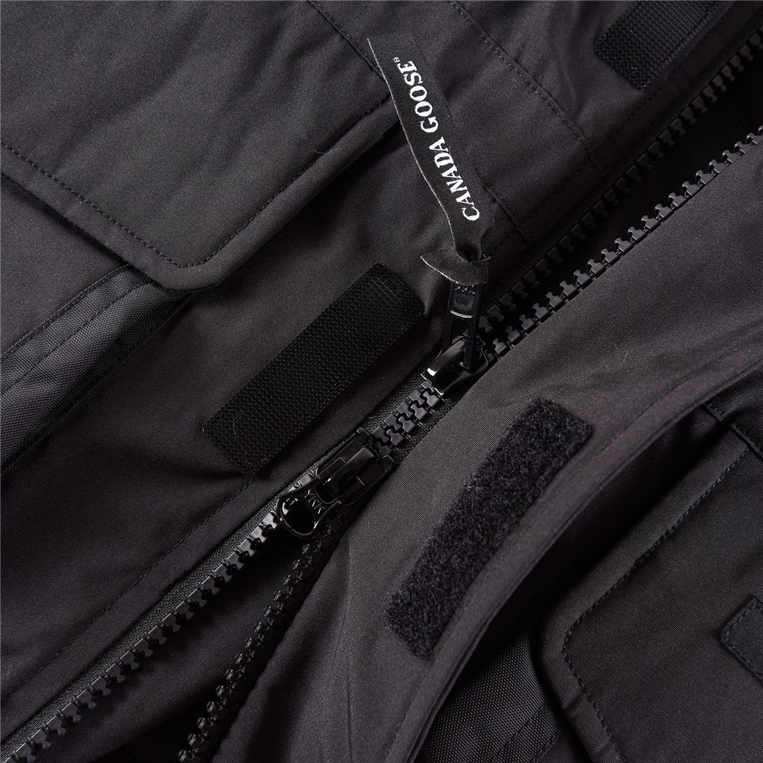 Canada Goose Black Hooded Utility Parka with Multiple Pockets